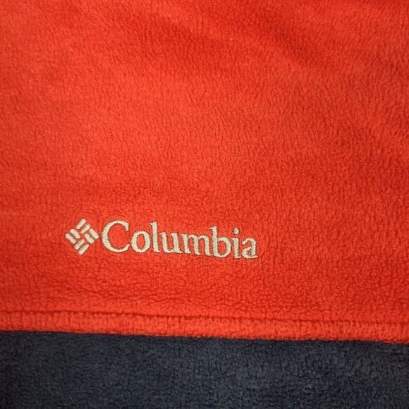 Columbia Jacket Large Dark Blue and‎ Red Full Zip Fleece Zip Pockets - Picture 2 of 7